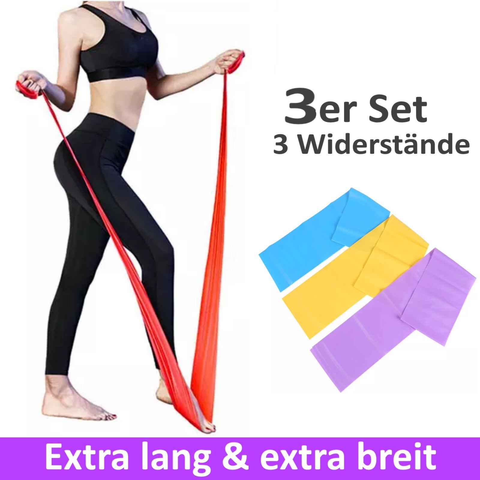 3Er-Set Fitnessband Gymnastikband Widerstandsban